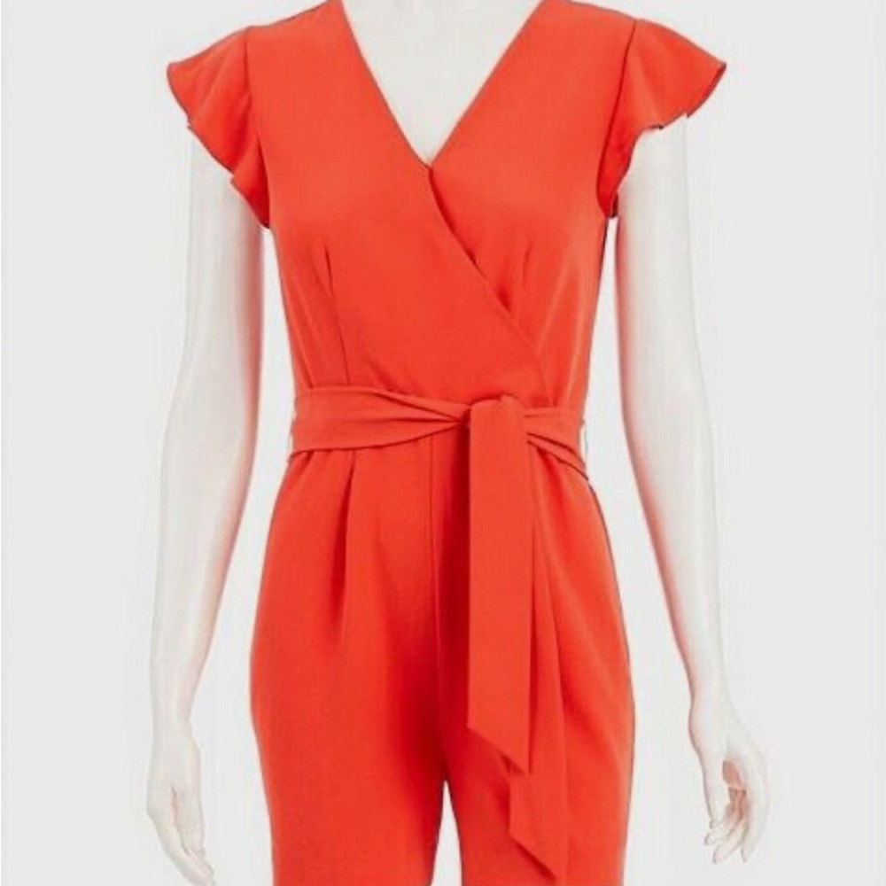 Ann Taylor Factory, coral romper with pockets and belt, size 6